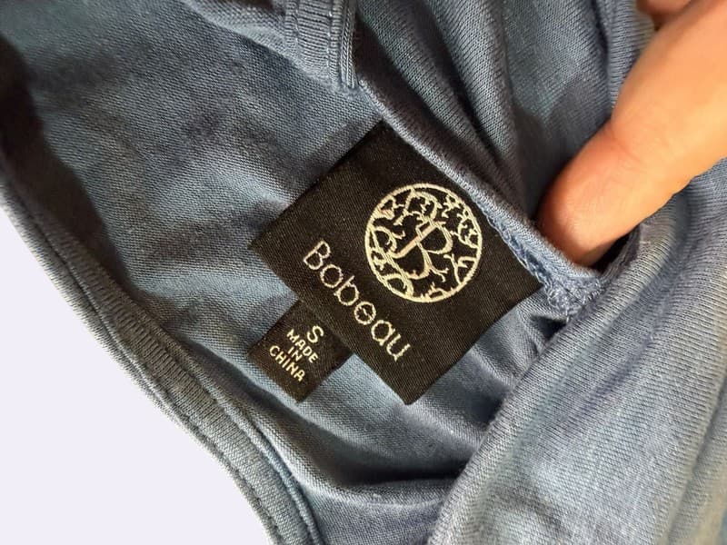 Bobeau Women's Blue Twist Back Linen Blend Short Sleeve Tee Size Small - Thumbnail 3