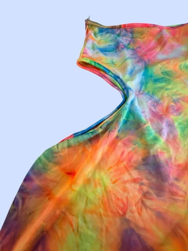 Belita Collection S Shoulder Cut-Out Tie Dye Mini Dress with Matching Face Mask - Thumbnail 7