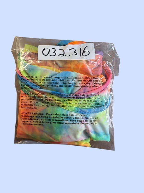 Belita Collection S Shoulder Cut-Out Tie Dye Mini Dress with Matching Face Mask - Thumbnail 8