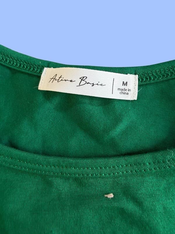 Active Basic Women's Kelly Green High Neck Sleeveless Crop Tank Top Size M - Thumbnail 3