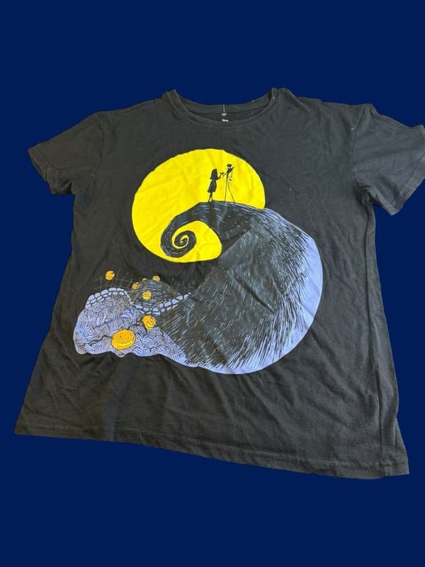 Disney The Nightmare Before Christmas Jack & Sally Spiral Hill Graphic T-Shirt M - Image 1