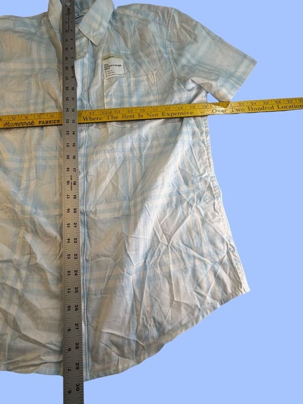 Sonoma Goods For Life Men's M Light Blue Plaid Short Sleeve Perfect-Length Shirt - Thumbnail 7