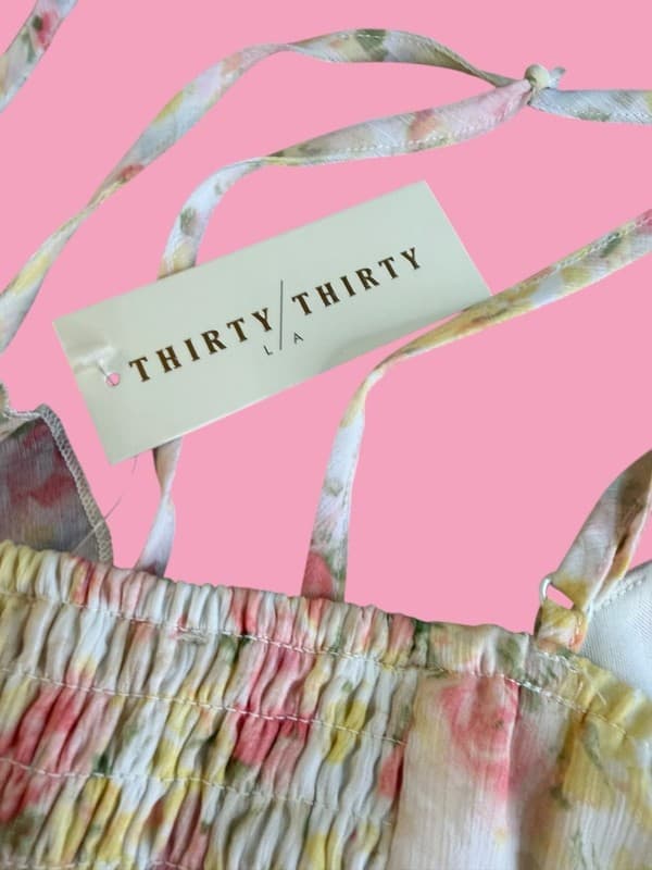 Thirty/Thirty LA Floral Ruffle Tie-Front Crop Top L - Thumbnail 4