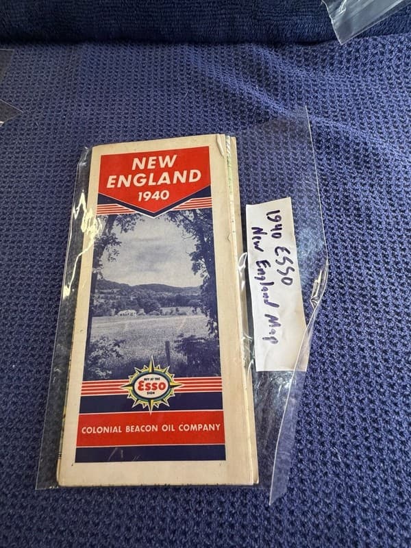 Vintage 1940 Esso New England Road Map Colonial Beacon Oil Company - Image 1