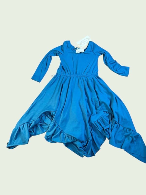 Joyfolie Mia Joy Blue Long Sleeve High-Low Ruffle Hem Girl's Dress Size 3 - Image 1