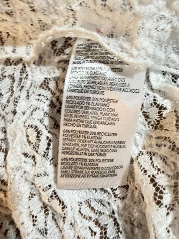 NWT BDG Urban Outfitters White Floral Lace Long Sleeve Tie-Front Shrug Cardigan - Thumbnail 3