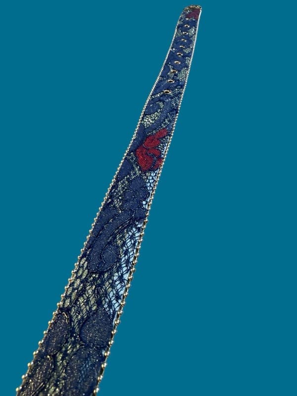 Western Style Floral Lace Beaded Edge Belt with Rhinestone Buckle 30” - Thumbnail 6