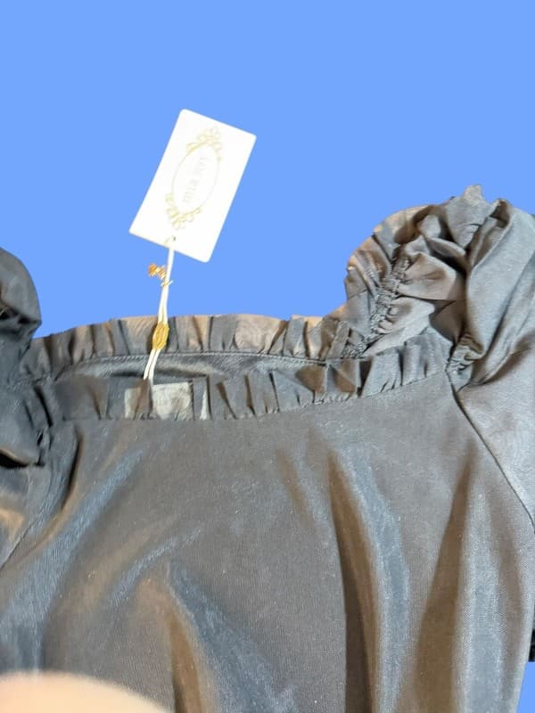 Joyfolie Mia Joy Black Ruched Mesh Puff Sleeve Bodycon Mini Dress S - Thumbnail 3