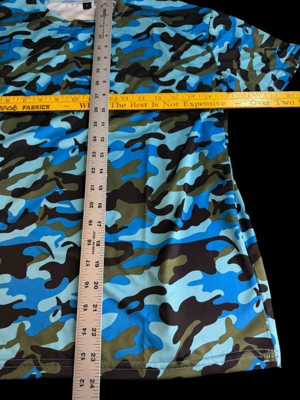 Men's Large Blue Camouflage Performance T-Shirt Quick Dry Activewear - Thumbnail 5