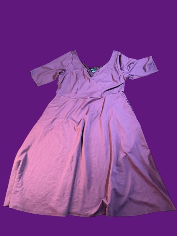 City Chic Cute Girl Elbow Sleeve Midi Fit & Flare Dress in Roseberry Medium - Image 1