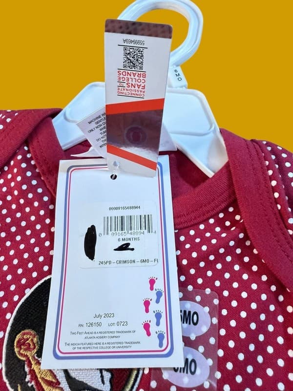 Florida State Seminoles Baby Girls Crimson Pin Dot Tutu Creeper Bodysuit 6 Mnths - Thumbnail 2