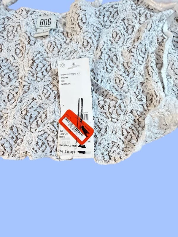 NWT BDG Urban Outfitters White Floral Lace Long Sleeve Tie-Front Shrug Cardigan - Thumbnail 8