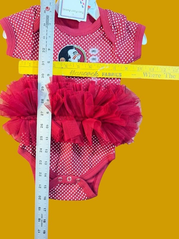 Florida State Seminoles Baby Girls Crimson Pin Dot Tutu Creeper Bodysuit 6 Mnths - Thumbnail 7