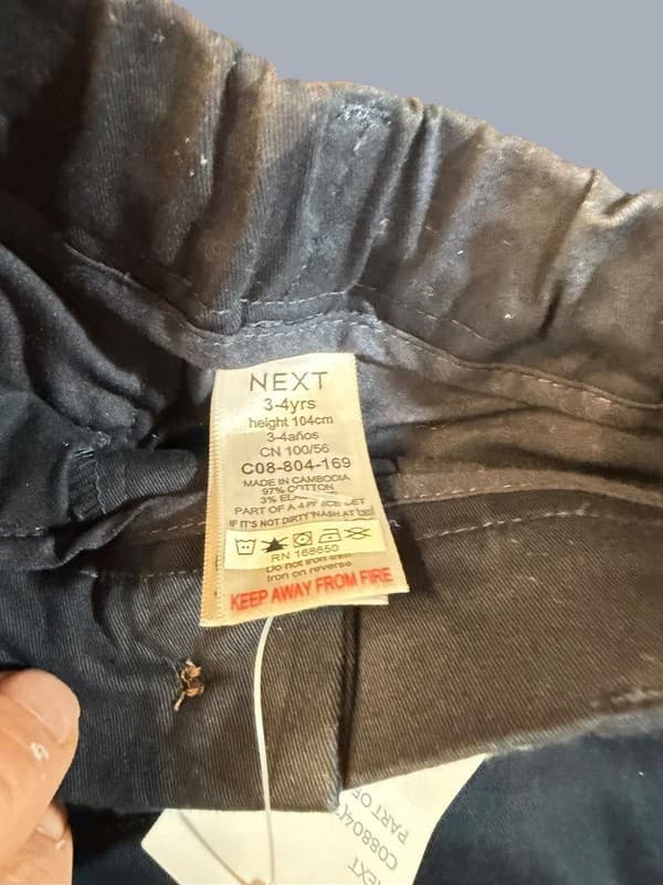 NEXT Toddler Boys Navy Chino Trousers (Part of 4 Piece Set) Size 3-4yrs - Thumbnail 3