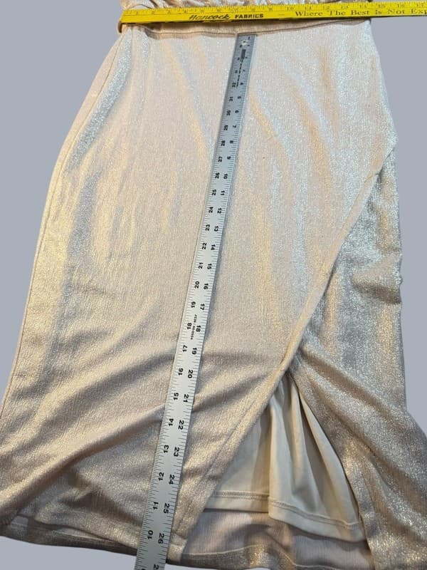 Alexia Admor Champagne Shimmer Off-The-Shoulder Ruched Midi Dress Size 8 - Thumbnail 7