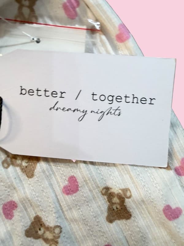 Better / Together Dreamy Nights Teddy Bear & Hearts Boxer Pajama Shorts S - Thumbnail 4