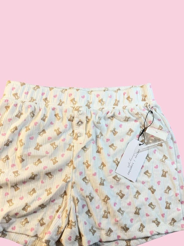 Better / Together Dreamy Nights Teddy Bear & Hearts Boxer Pajama Shorts S - Thumbnail 7