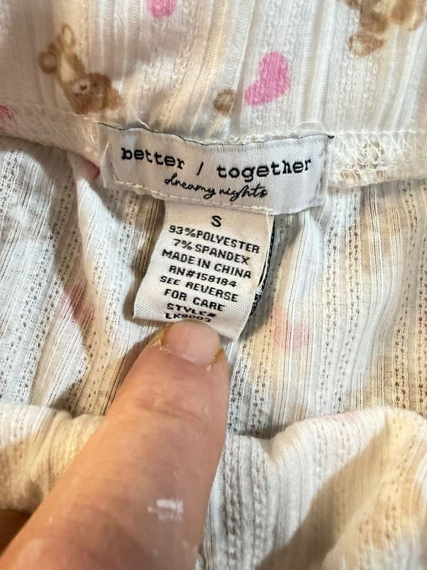 Better / Together Dreamy Nights Teddy Bear & Hearts Boxer Pajama Shorts S - Thumbnail 3