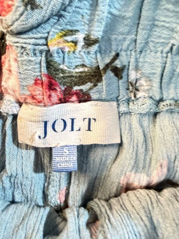 Jolt Floral High-Waist Paperbag Shorts with Tie Belt Sm - Thumbnail 5