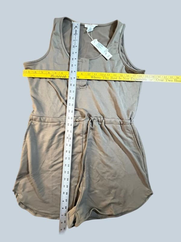 Capella NWT Women's Henley Sleeveless Knit Romper with Drawstring Waist L - Thumbnail 6