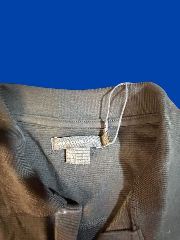 French Connection Men's Black Micro Ottoman Button Polo Shirt NWT Size L - Thumbnail 3