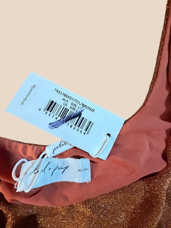 Petal & Pup Women's Bronze Metallic Shimmer Crop Tank Top Large - Thumbnail 6