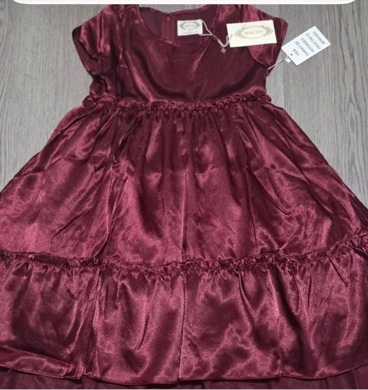 Joyfolie Lorelei Satin Tiered Dress in Burgundy Size 12 NWT - Image 1