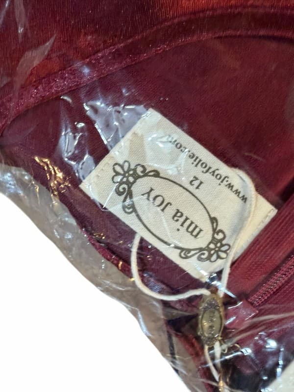 Joyfolie Lorelei Satin Tiered Dress in Burgundy Size 12 NWT - Thumbnail 2