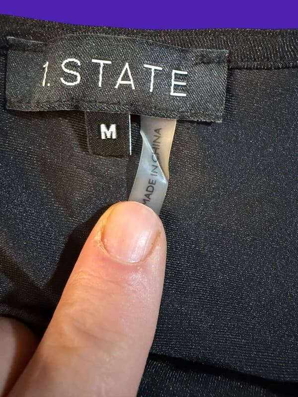 1.STATE Black Satin Cowl Neck Lace Trim Cami Top Medium - Thumbnail 3