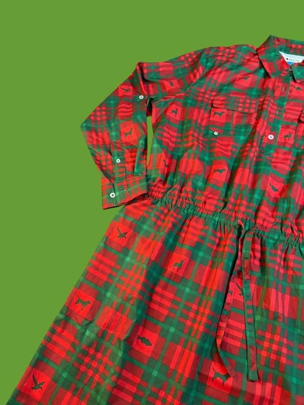 Magellan Outdoors Women's Fish Gear Plaid Christmas Animal Print Shirt Dress XXL - Thumbnail 5