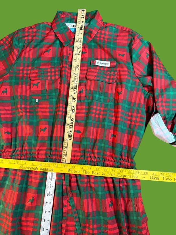 Magellan Outdoors Women's Fish Gear Plaid Christmas Animal Print Shirt Dress XXL - Thumbnail 11