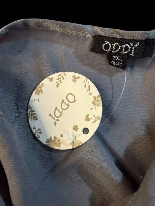 Oddi Charcoal Grey Satin Lace Trim V-Neck Cami Top 3XL - Thumbnail 3