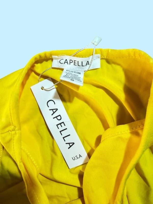 Capella Yellow Ruched Side Knot Sleeveless Maxi Dress Size Small - Thumbnail 2