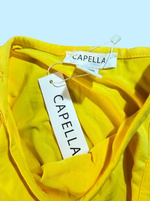 Capella Yellow Ruched Side Knot Sleeveless Maxi Dress Size Small - Thumbnail 3