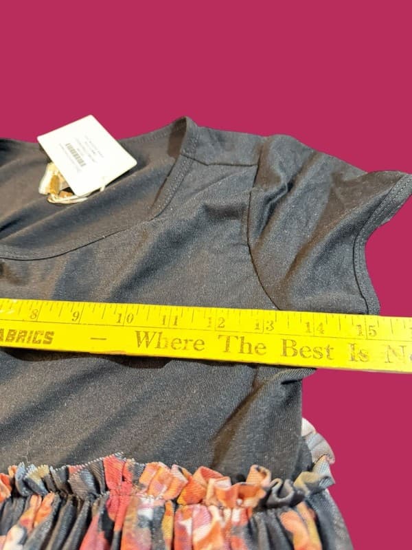 Joyfolie Mia Joy Lorelei High Low Tiered Mesh Dress in Off Black Floral Size 12 - Thumbnail 7