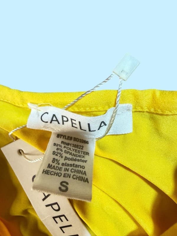 Capella Yellow Ruched Side Knot Sleeveless Maxi Dress Size Small - Thumbnail 4