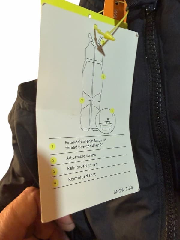 NWT Kids' All in Motion Solid Black Snow Bibs Water Resistant Large Plus 14W/16W - Thumbnail 6