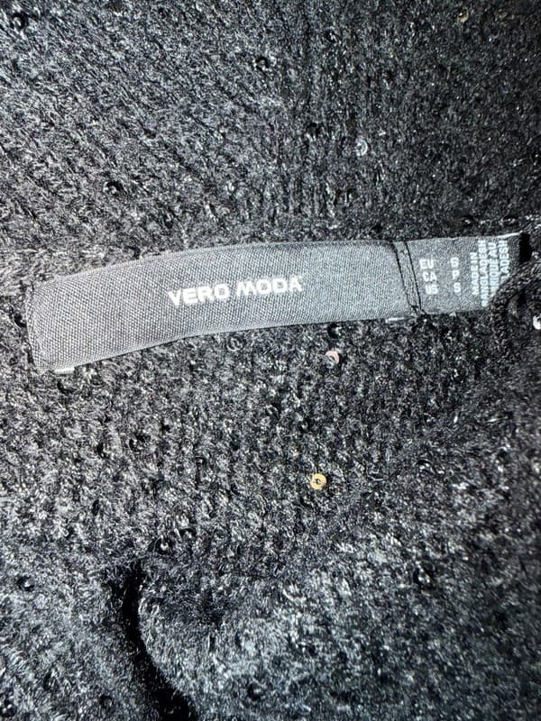 Vero Moda Black Knitted Sequin Shift Dress Size Small - Thumbnail 3