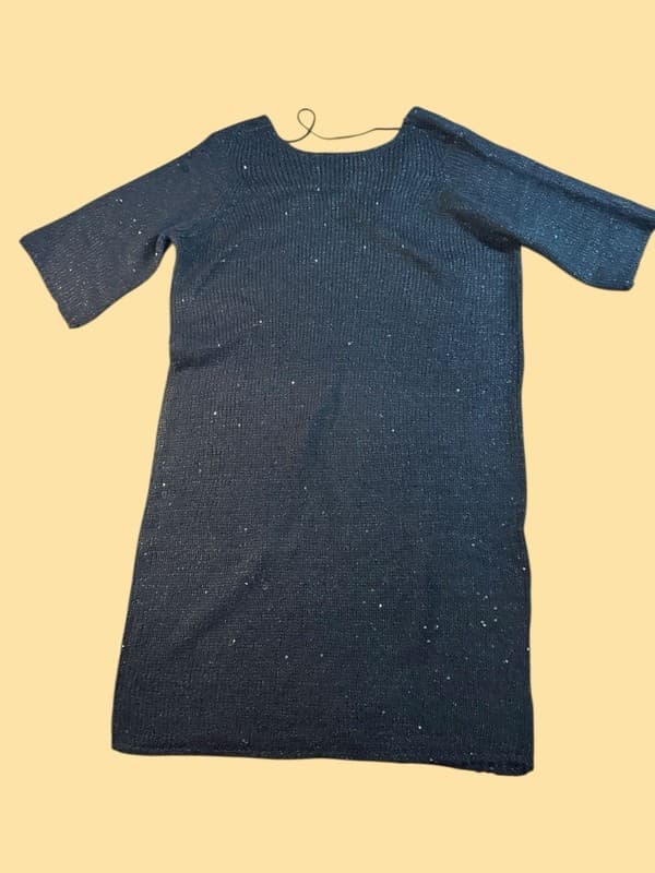 Vero Moda Black Knitted Sequin Shift Dress Size Small - Thumbnail 2