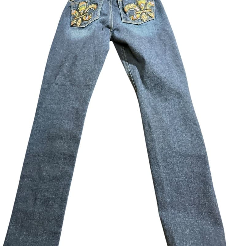 Miss Me Skinny Jeans Womens 27 Dark Wash Embellished Fleur De Lis - Thumbnail 2