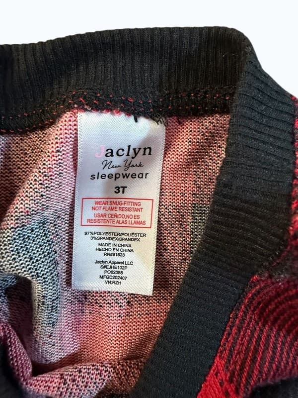Jaclyn New York Sleepwear Toddler 3T Red Buffalo Plaid Pajama Top - Thumbnail 3