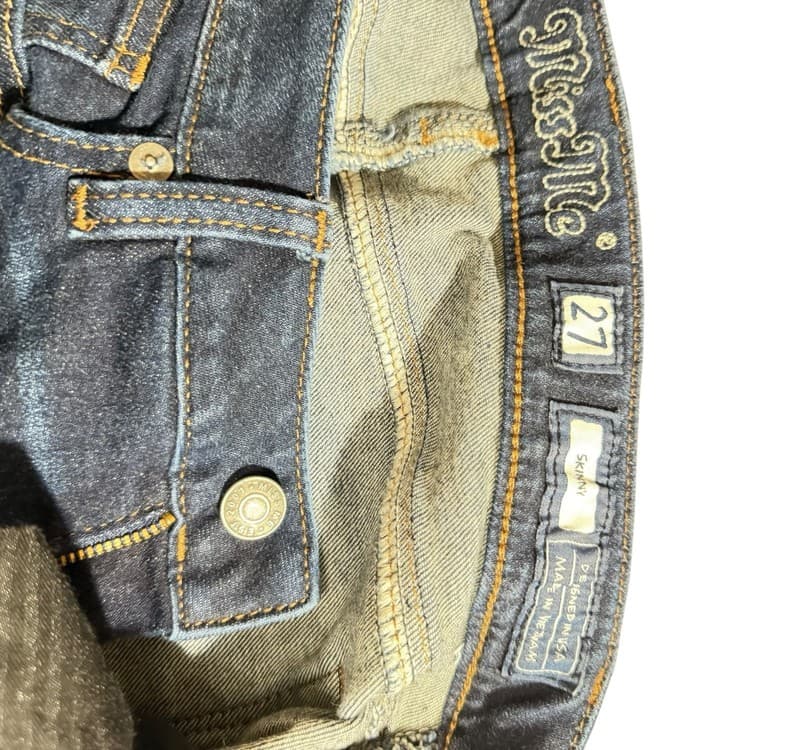 Miss Me Skinny Jeans Womens 27 Dark Wash Embellished Fleur De Lis - Thumbnail 3