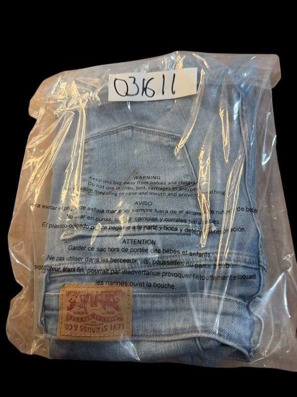 Levi's 711 Skinny Jeans Light Wash with White Flower Floral Embroidery W29 L30 - Thumbnail 11