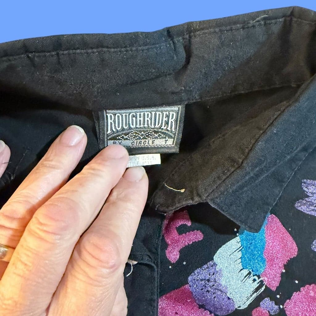 Vintage 90s Roughrider by Circle T Hand Painted Southwestern Western Shirt - Thumbnail 3