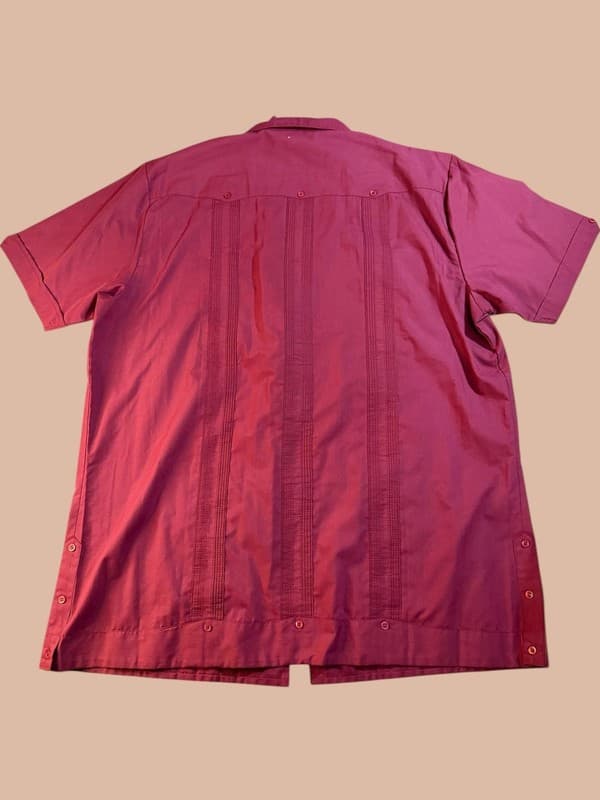 Vintage Romani Collection Men's Red Guayabera Cuban Wedding Shirt Size L - Thumbnail 2