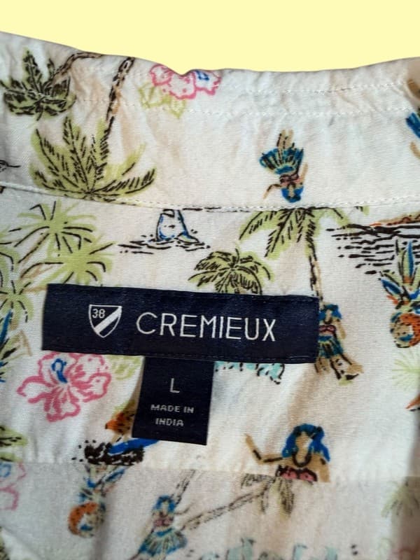 Cremieux Men's Large Tropical Hawaiian Hula Dancer Palm Tree Button Up Shirt - Thumbnail 3