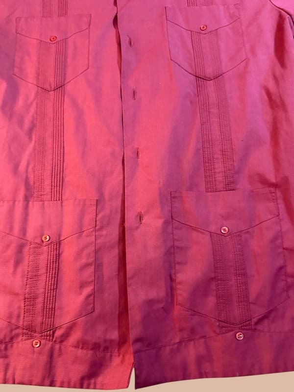 Vintage Romani Collection Men's Red Guayabera Cuban Wedding Shirt Size L - Thumbnail 3