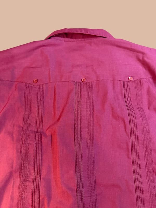 Vintage Romani Collection Men's Red Guayabera Cuban Wedding Shirt Size L - Thumbnail 8