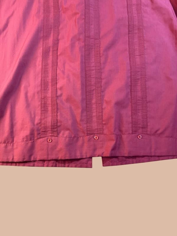 Vintage Romani Collection Men's Red Guayabera Cuban Wedding Shirt Size L - Thumbnail 9