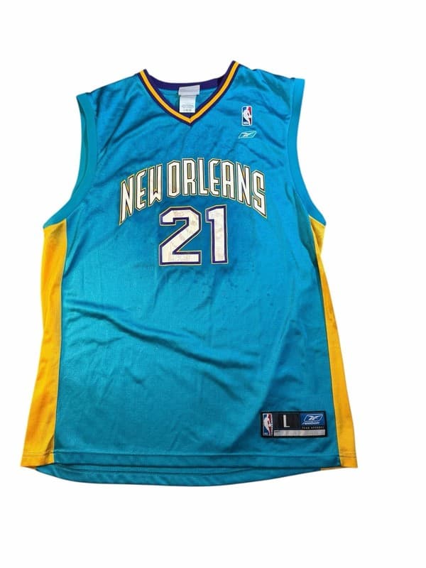 Vintage Reebok Jamaal Magloire #21 New Orleans Hornets Teal NBA Jersey Size L - Image 1